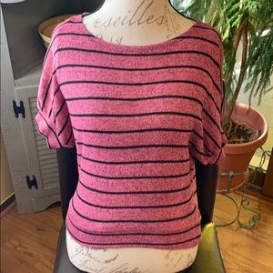 Knit bat wing striped sweater